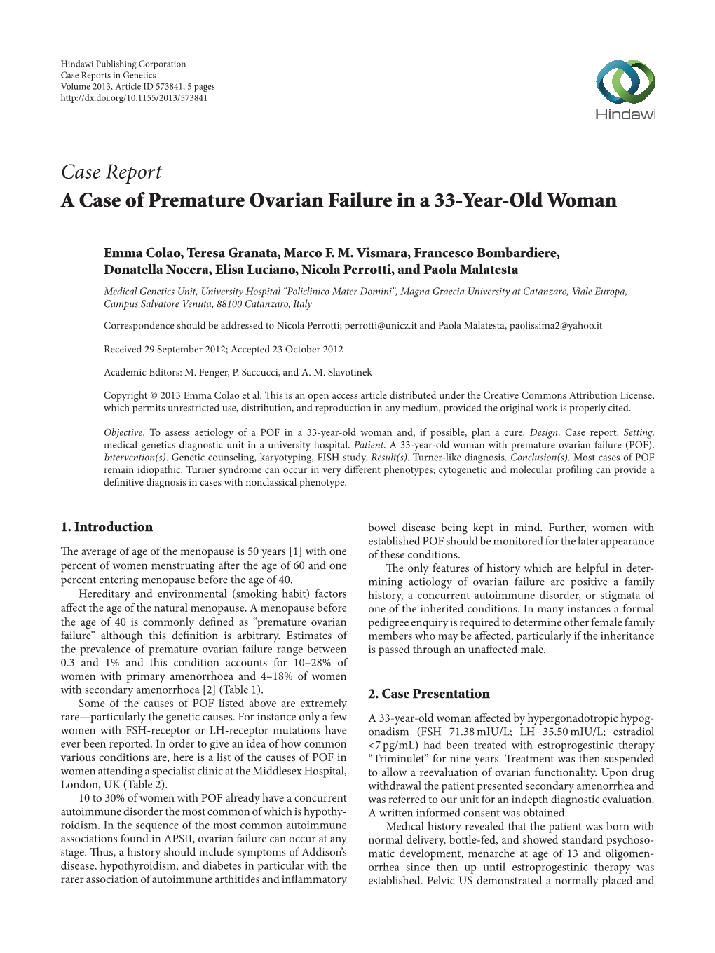 A Case of Premature Ovarian Failure in a 33-Year-Old Woman