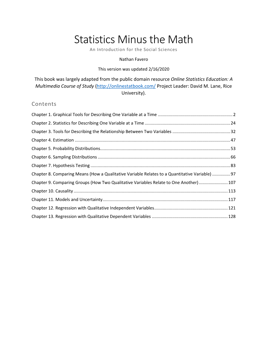 Statistics Minus the Math an Introduction for the Social Sciences