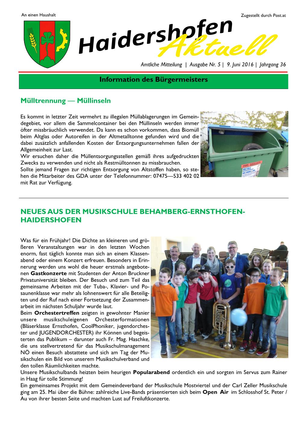 Neues Aus Der Musikschule Behamberg-Ernsthofen- Haidershofen