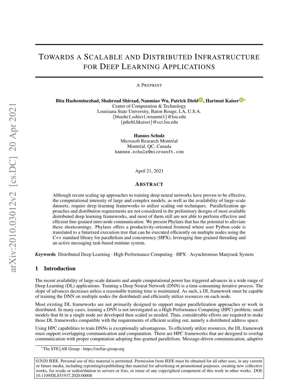 Arxiv:2010.03012V2 [Cs.DC] 20 Apr 2021