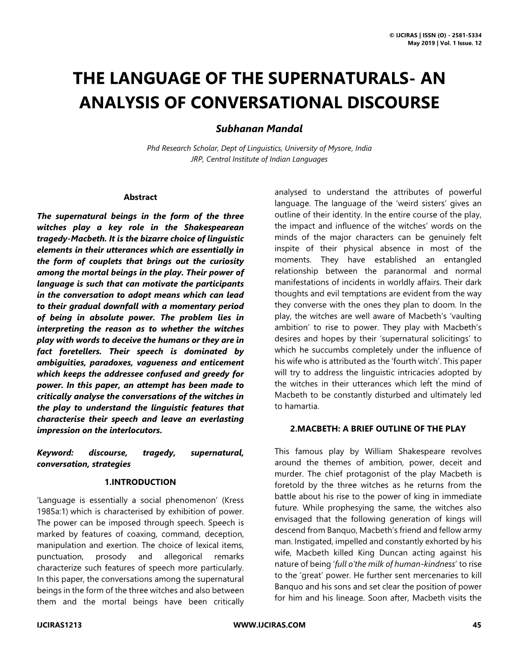 The Language of the Supernaturals- an Analysis of Conversational Discourse