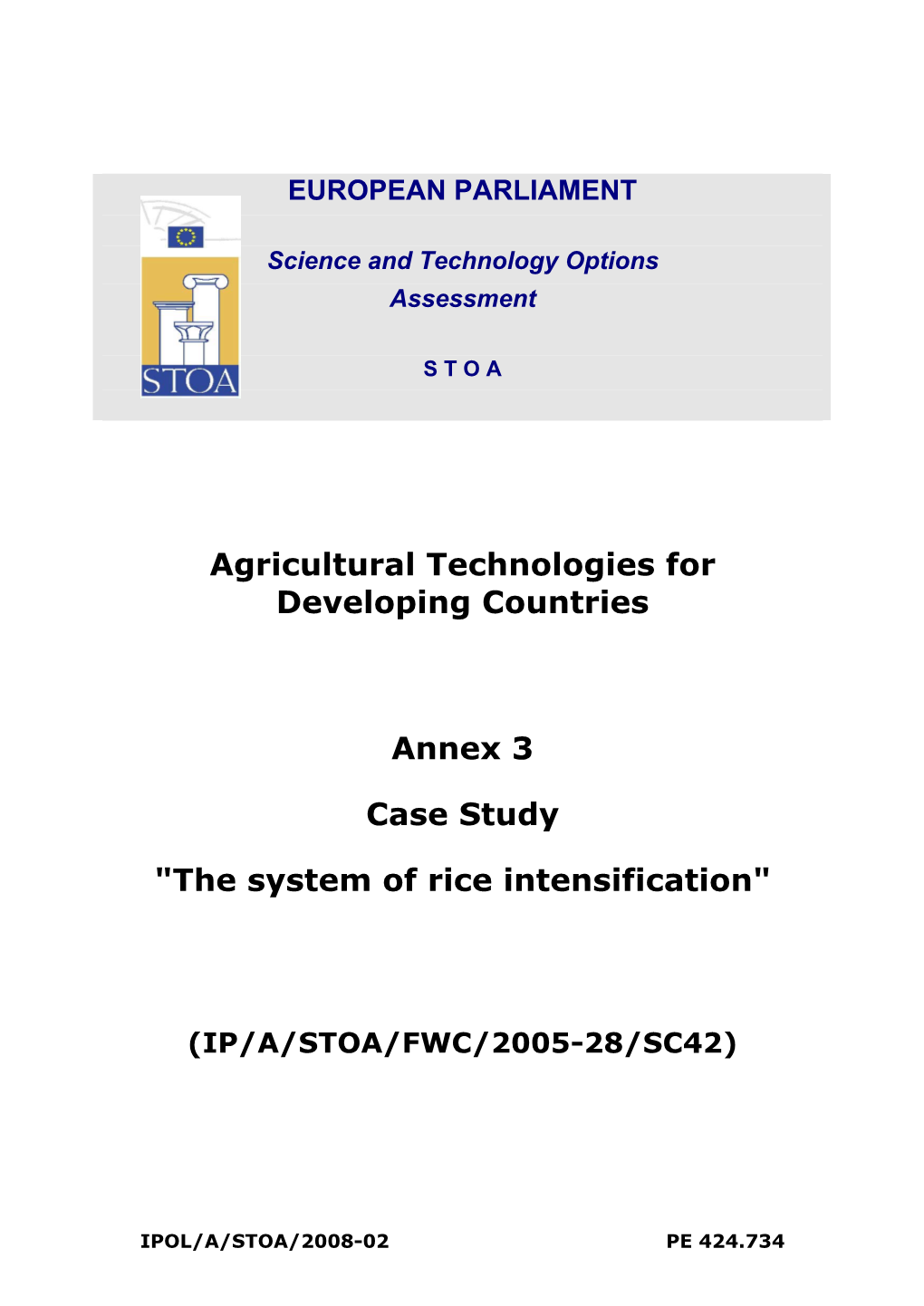The System of Rice Intensification"