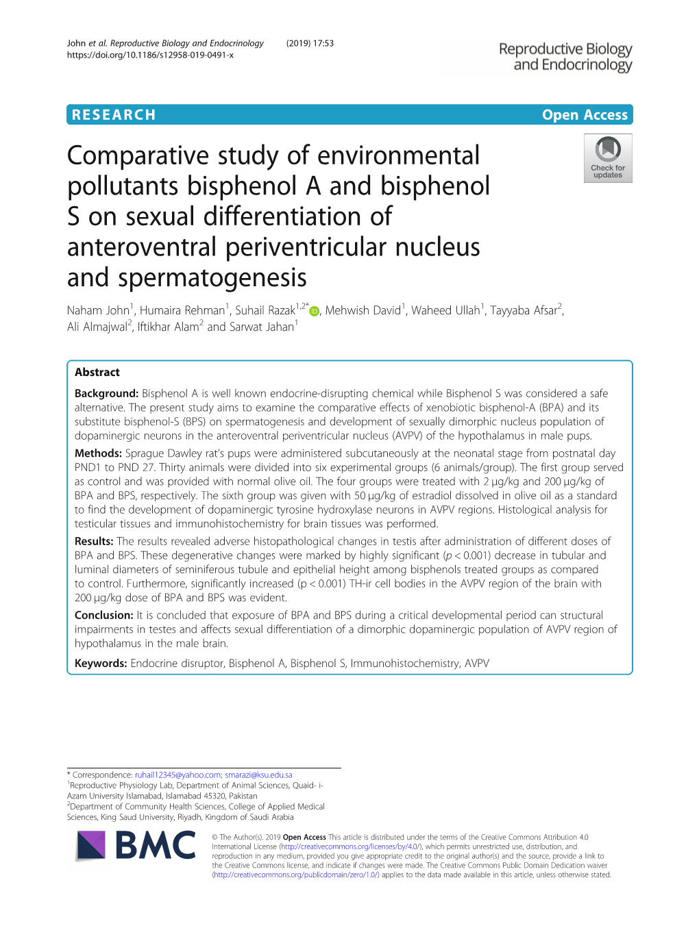 Comparative Study of Environmental Pollutants Bisphenol a And