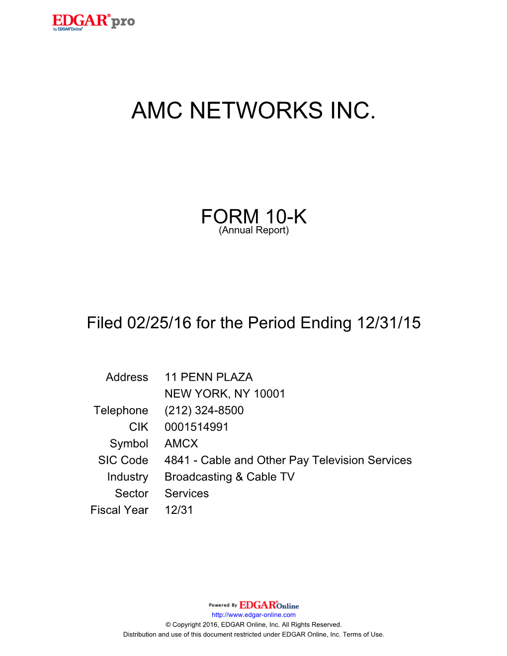 Amc Networks Inc