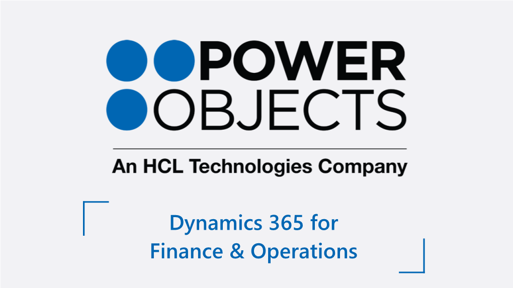 Dynamics 365 for Finance & Operations