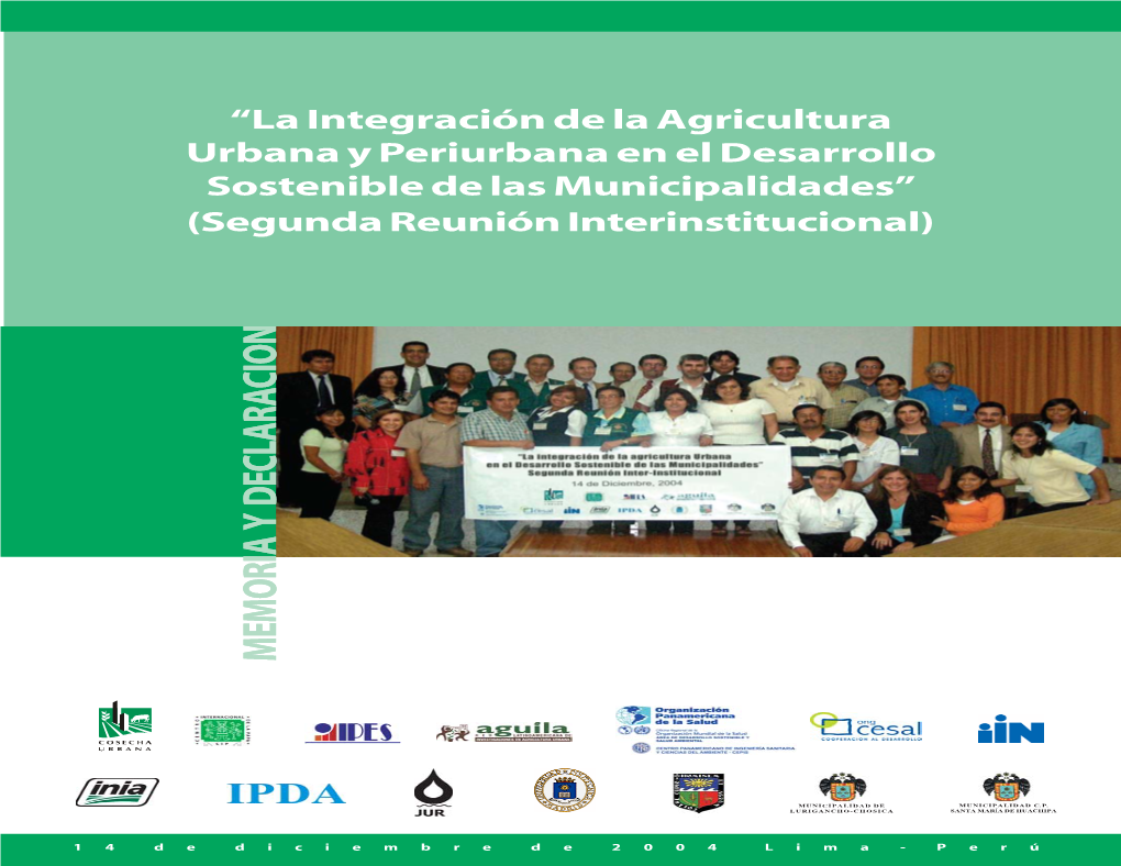 La Integración De La Agricultura Urbana Y Periurbana En El Desarrollo Sostenible De Las Municipalidades”