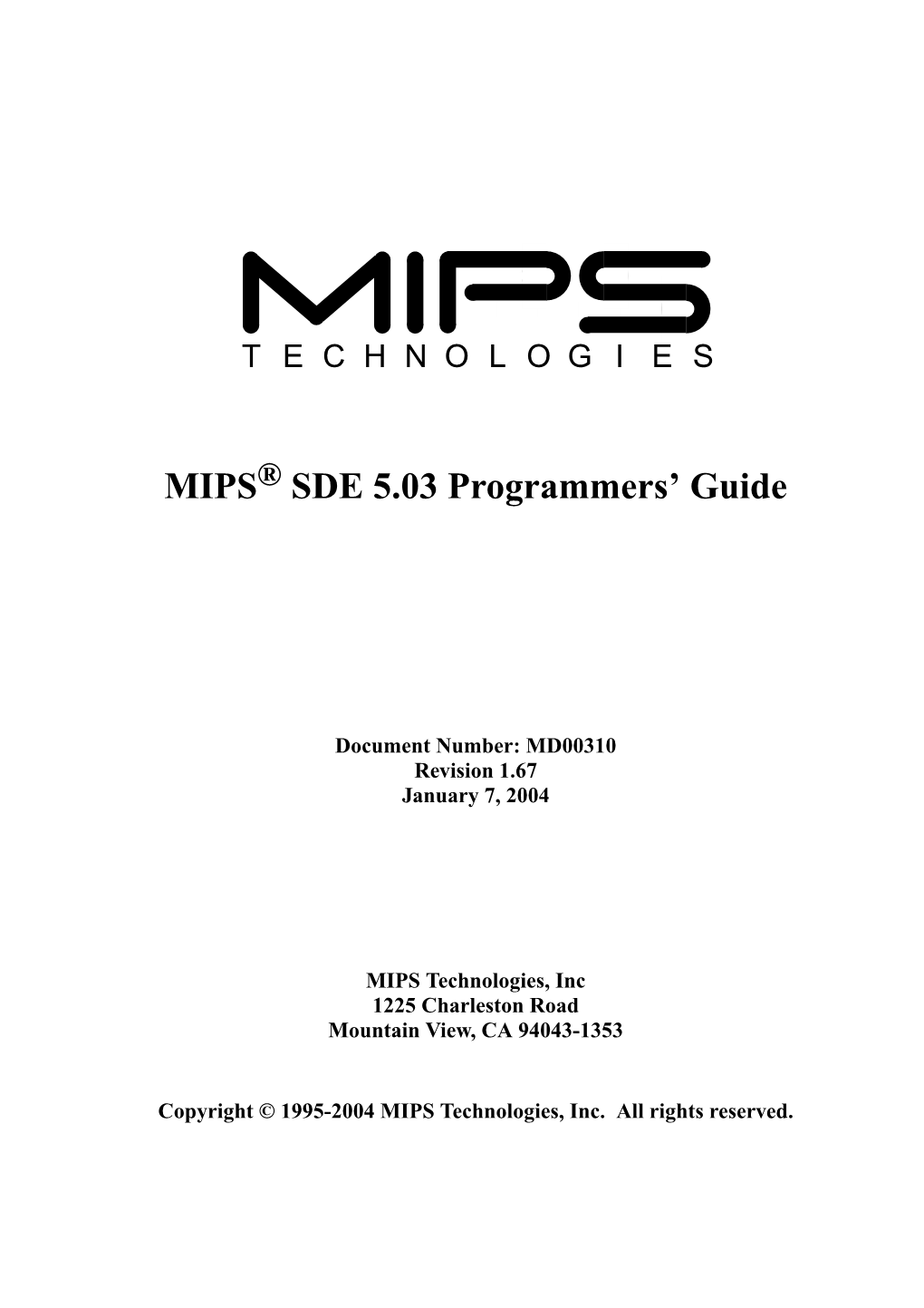 MIPS SDE 5.03 Programmers' Guide