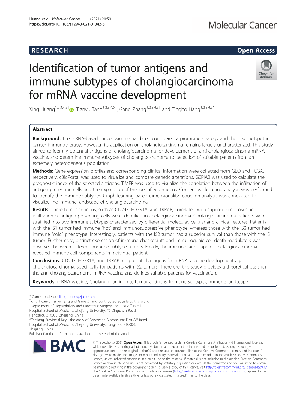 Identification of Tumor Antigens and Immune Subtypes Of