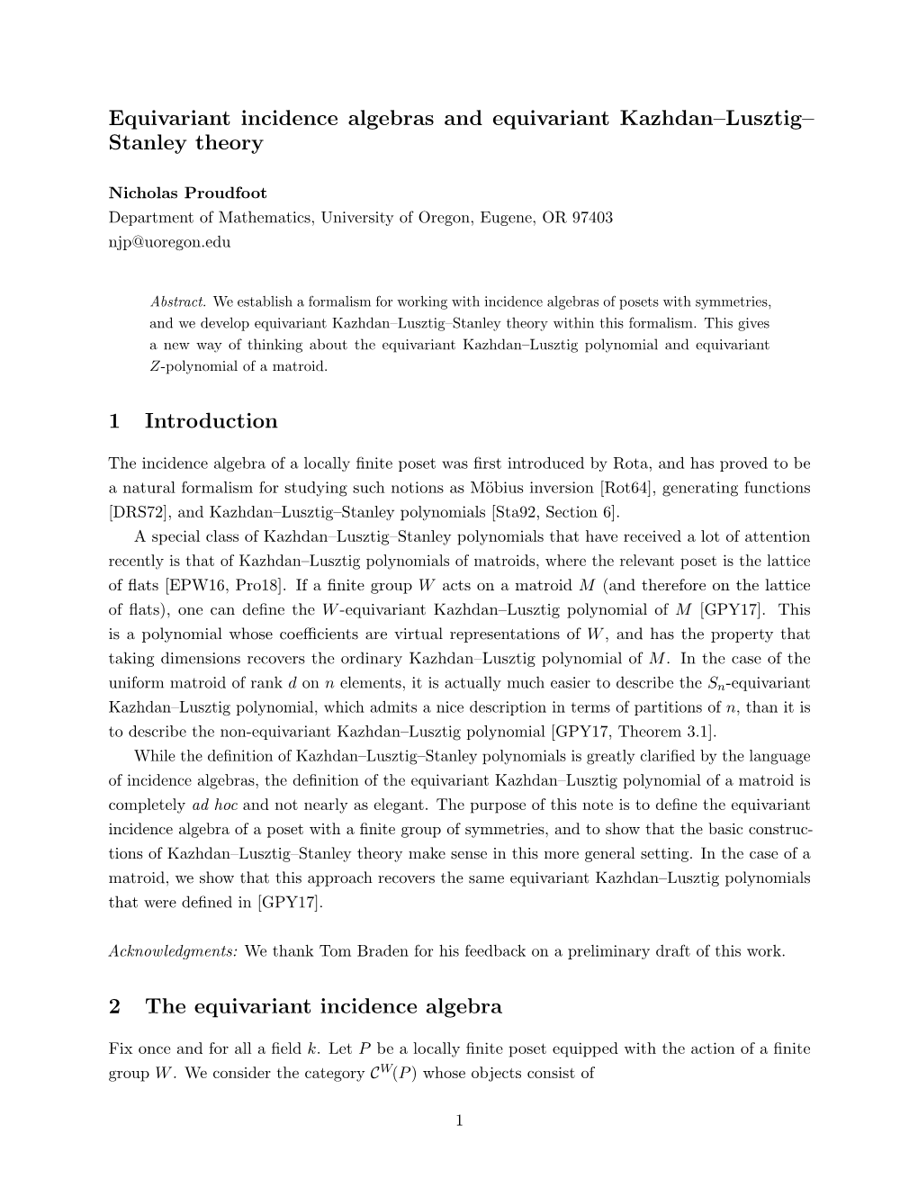 Equivariant Incidence Algebras and Equivariant Kazhdan–Lusztig– Stanley Theory