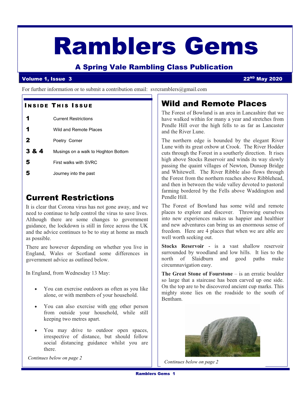 Ramblers Gems a Spring Vale Rambling Class Publication