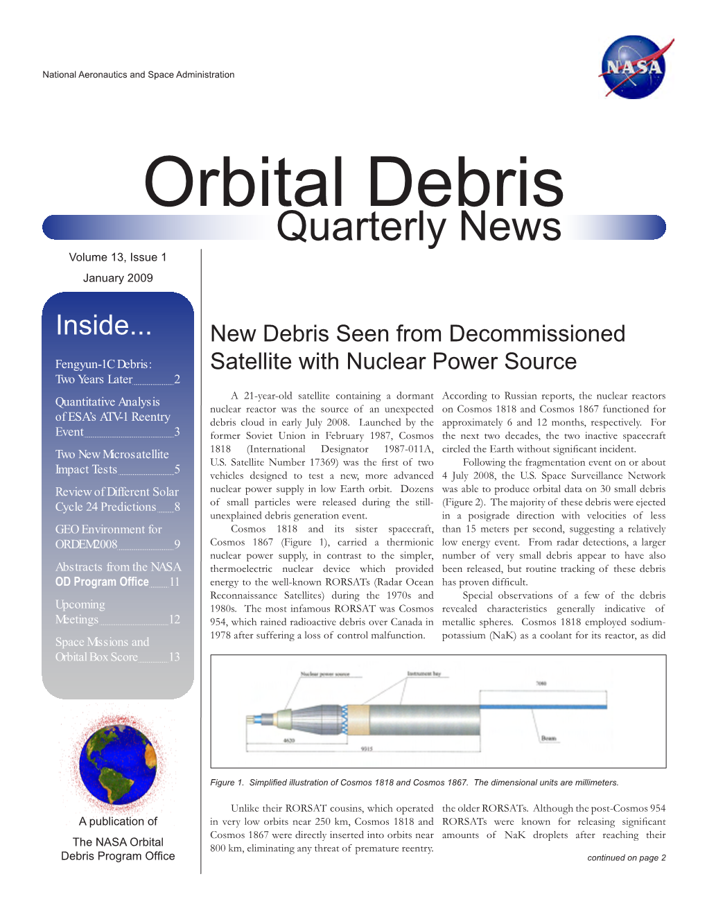 Orbital Debris Quarterly News Volume 13, Issue 1 January 2009