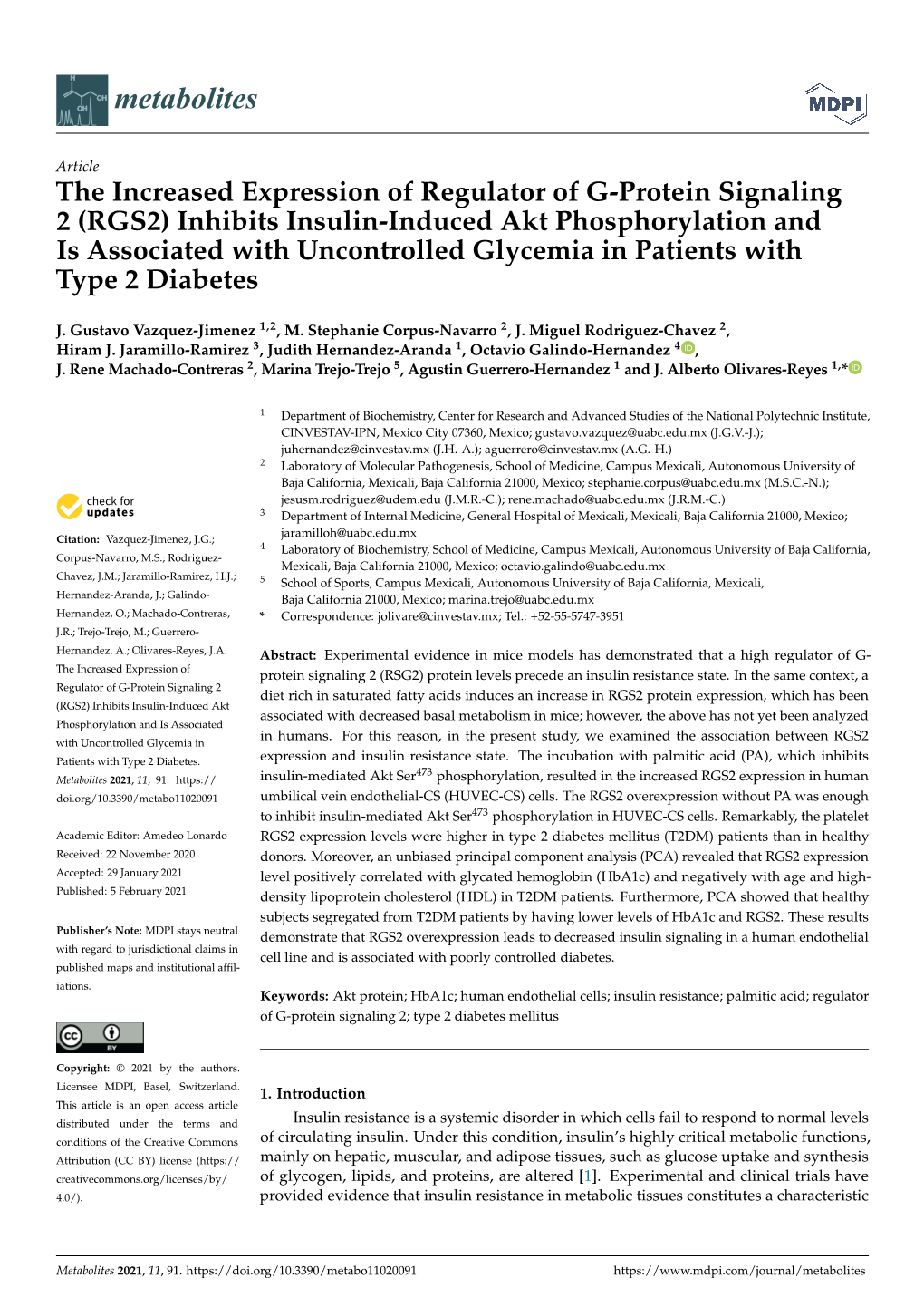 RGS2) Inhibits Insulin-Induced Akt Phosphorylation and Is Associated with Uncontrolled Glycemia in Patients with Type 2 Diabetes