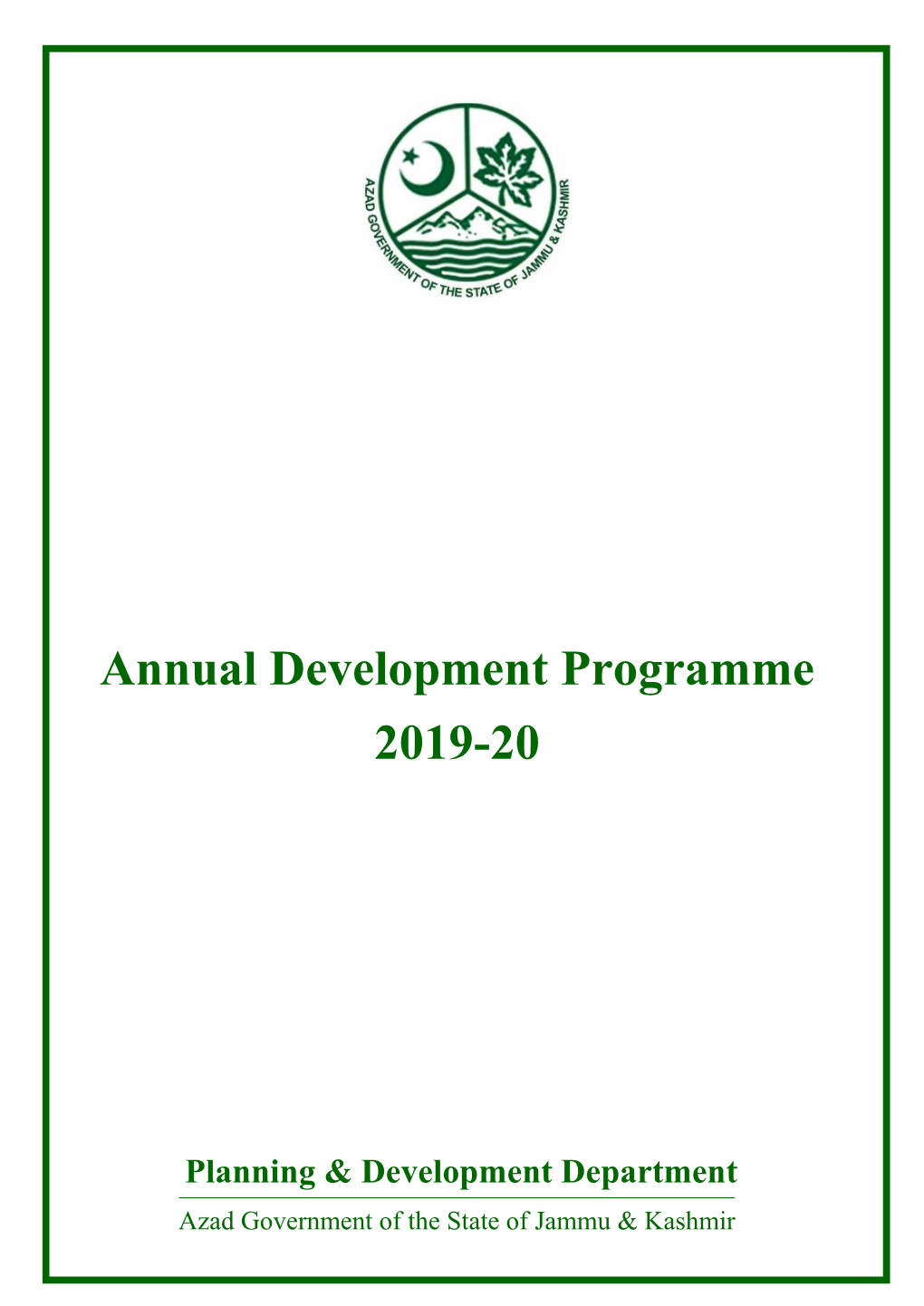 Annual Development Programme 2019-20 Table of Contents S