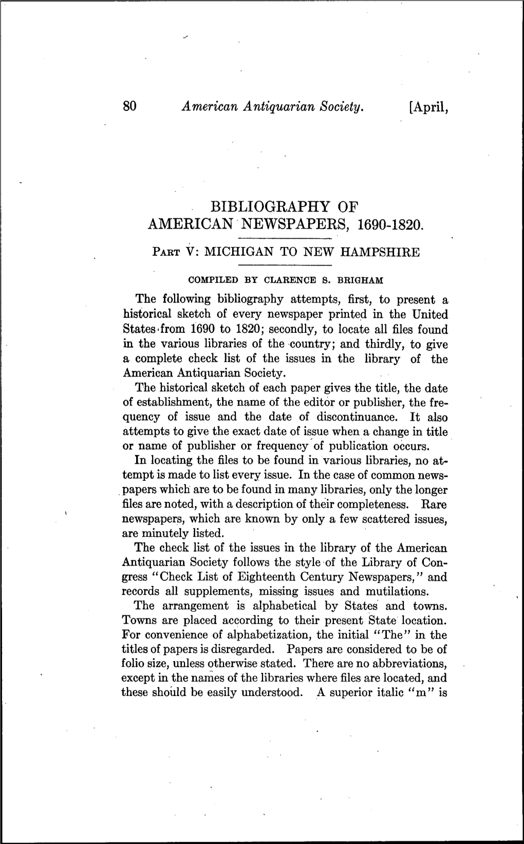 Bibliography of American Newspapers, 1690-1820