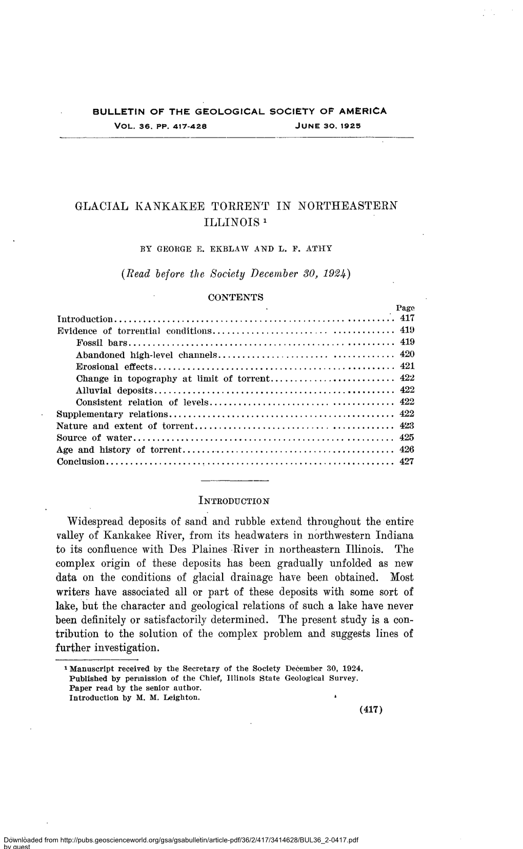 Glacial Kankakee Torrent in Northeastern Illinois 1