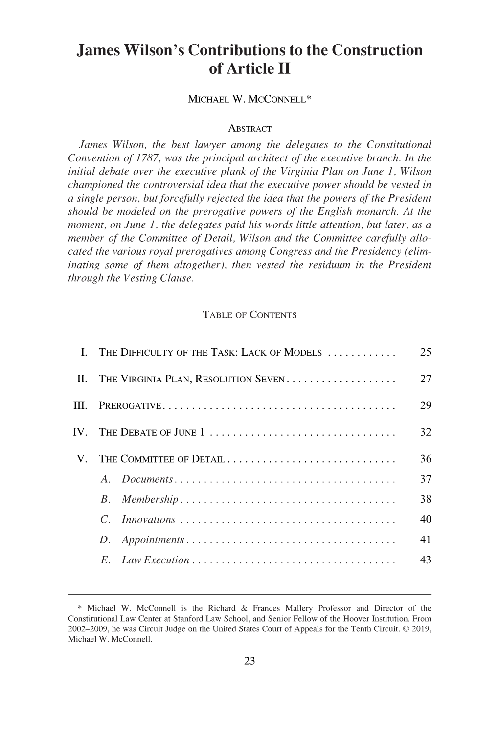 James Wilson's Contributions to the Construction of Article II