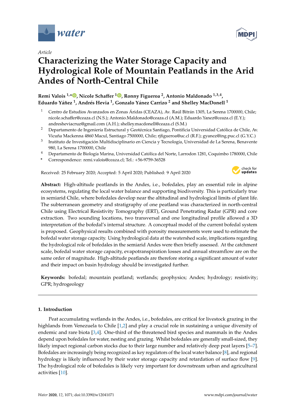 Characterizing the Water Storage Capacity and Hydrological Role of Mountain Peatlands in the Arid Andes of North-Central Chile