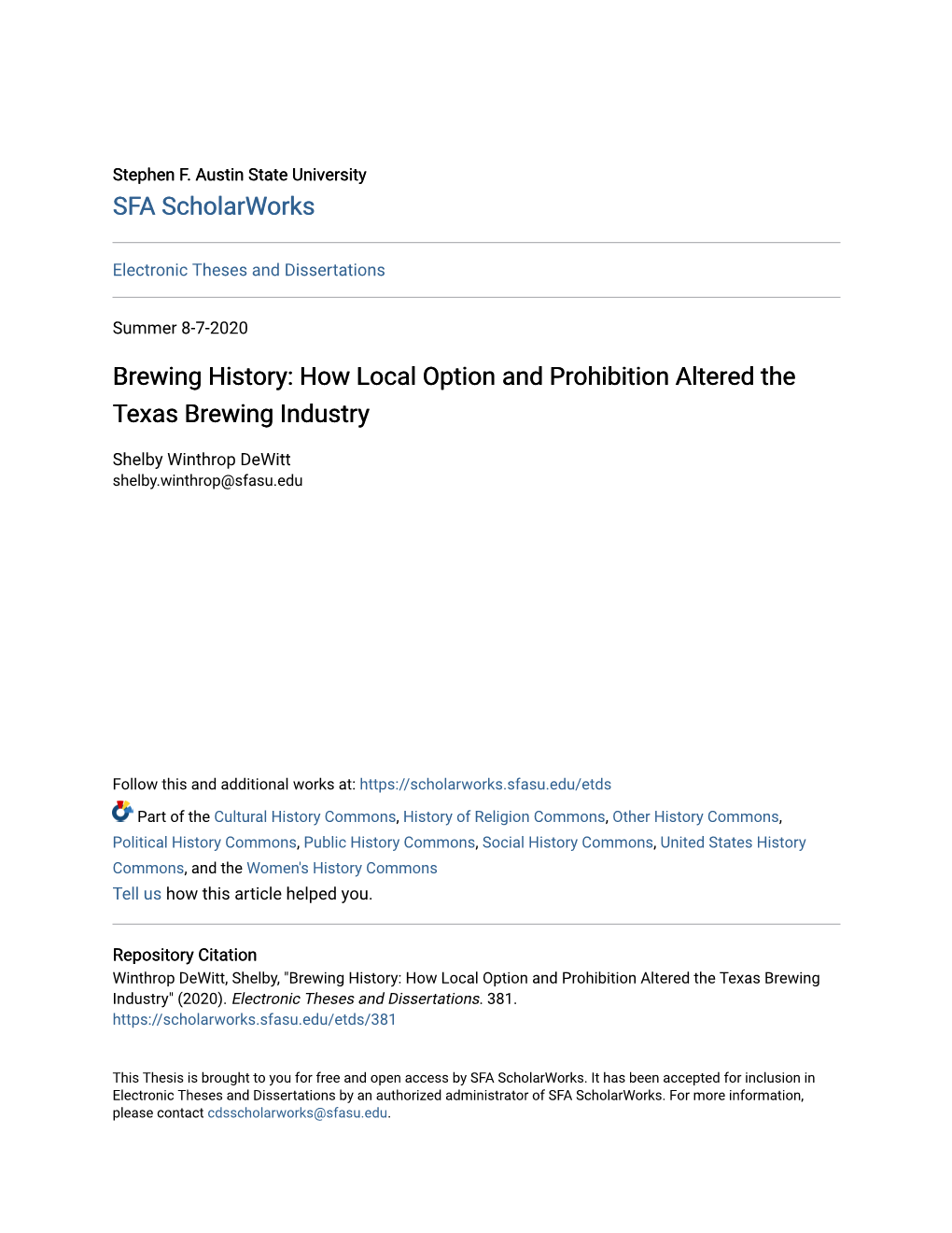 How Local Option and Prohibition Altered the Texas Brewing Industry