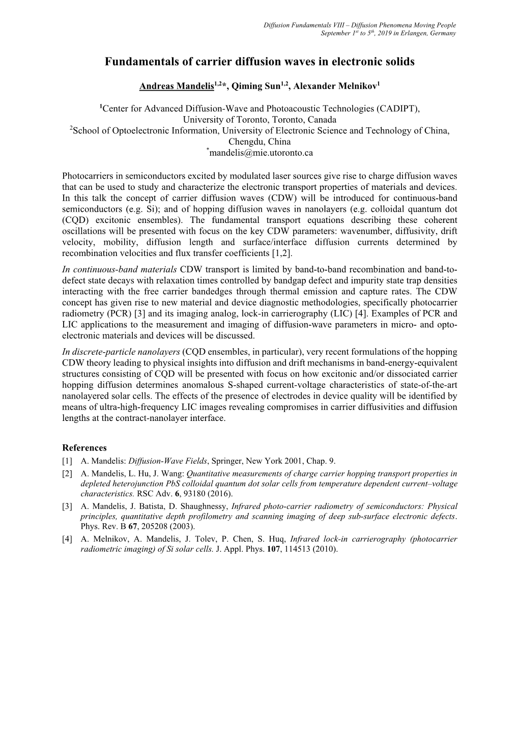 Fundamentals of Carrier Diffusion Waves in Electronic Solids