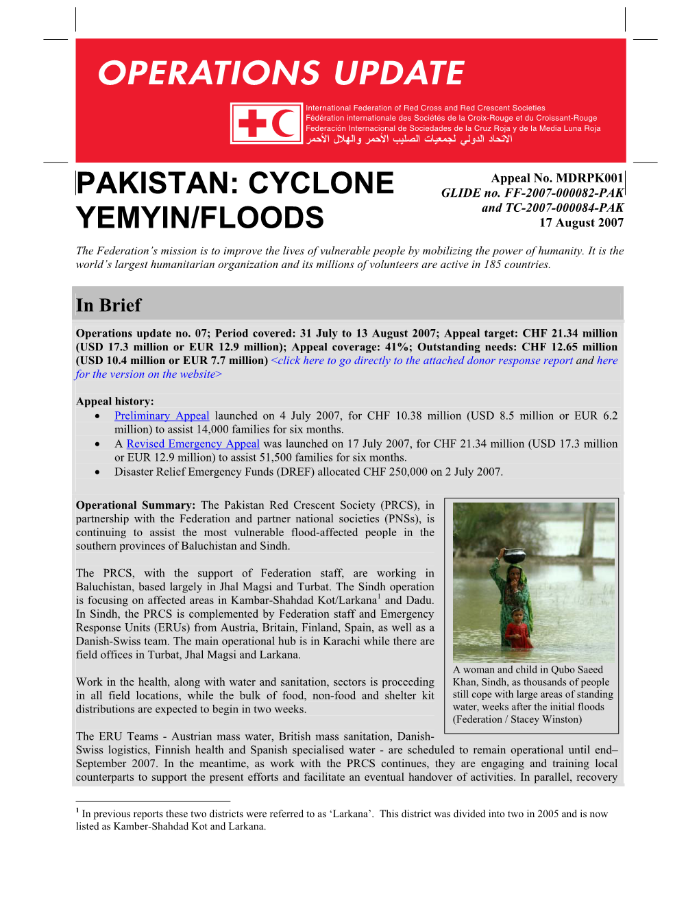 Cyclone Yemyin/Floods; Appeal No