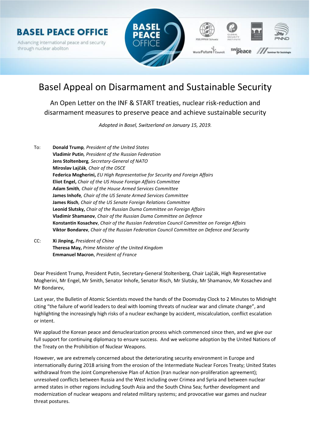 Basel Appeal on Disarmament and Sustainable
