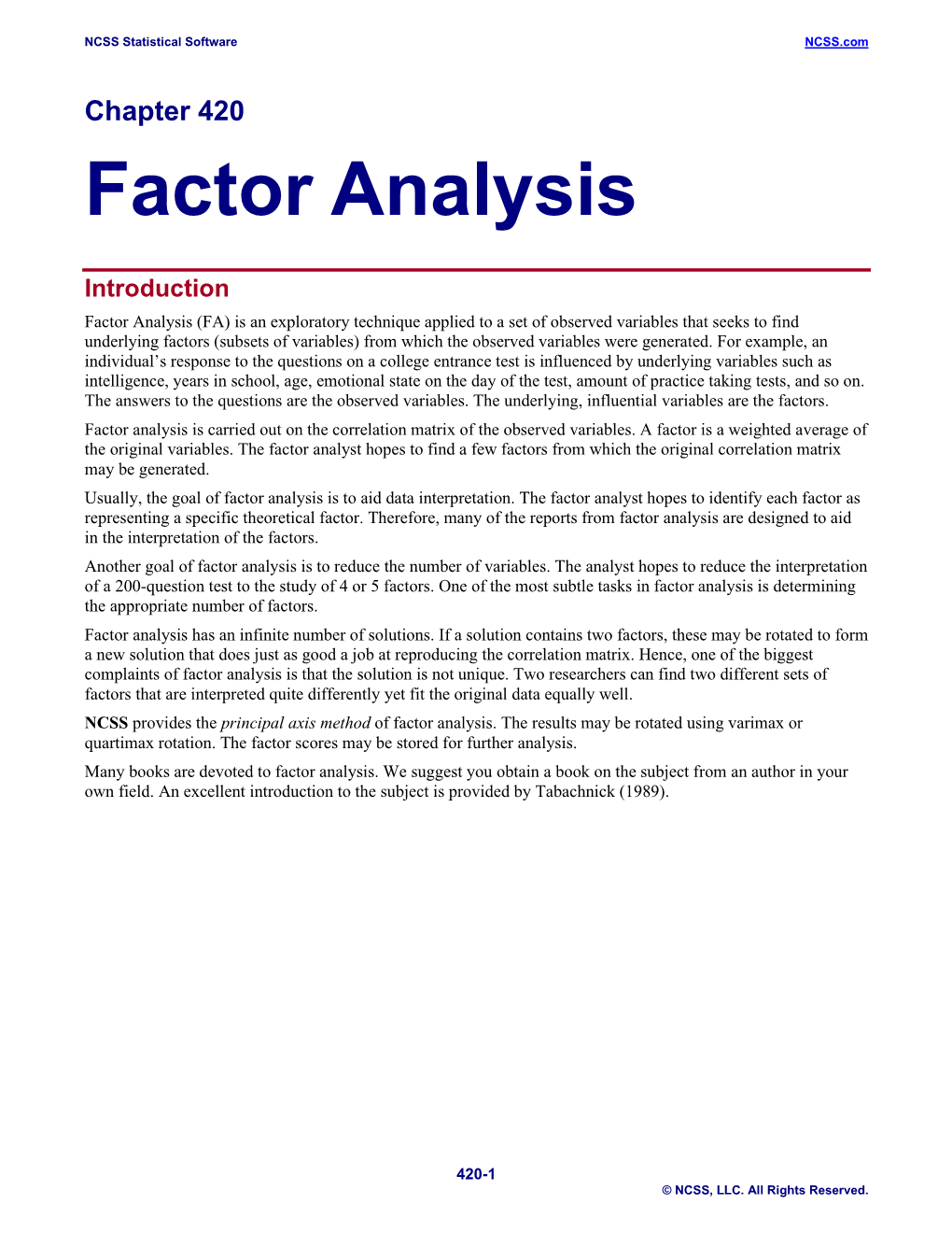 Factor Analysis