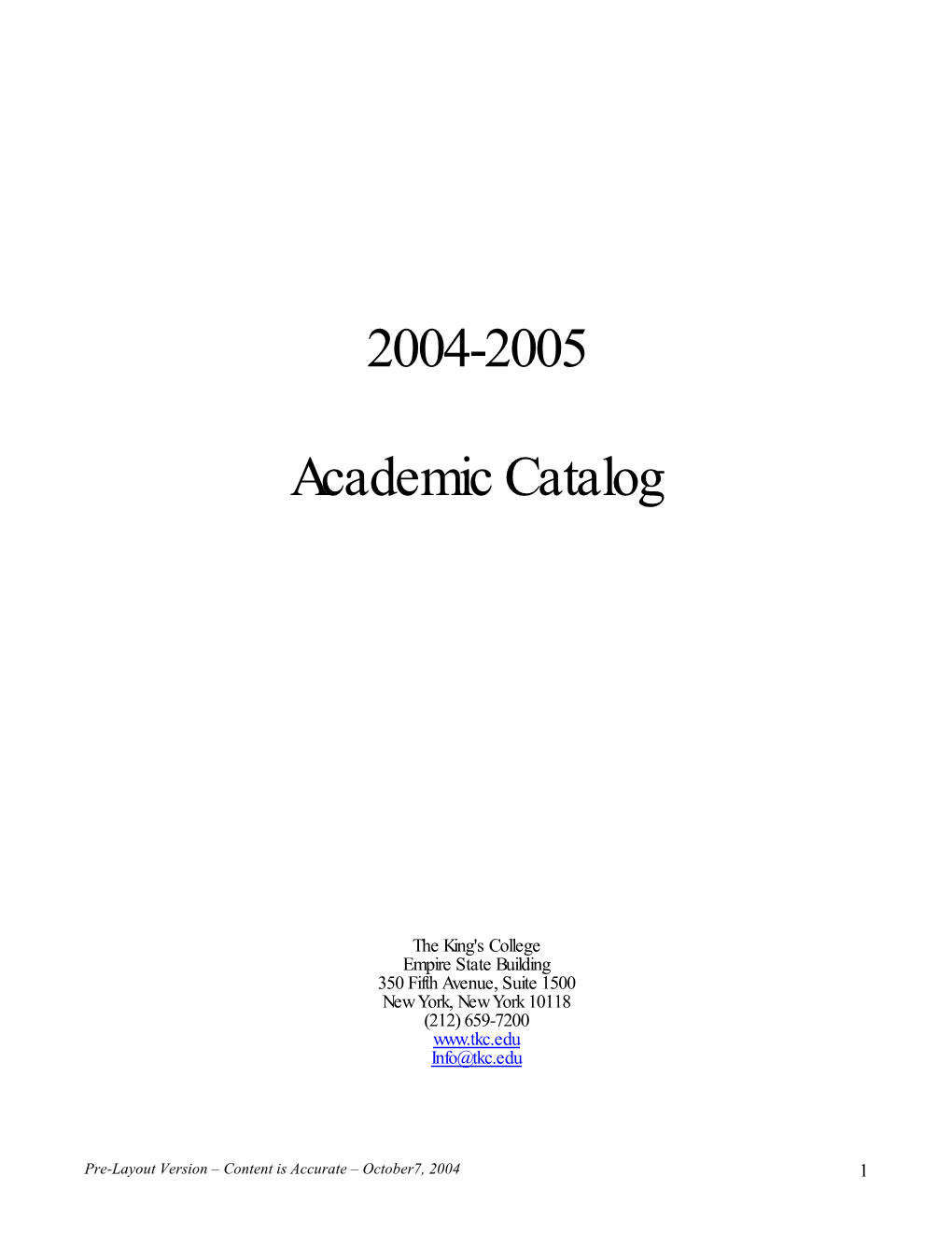 2004-2005 Academic Catalog