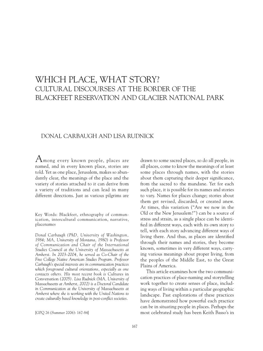 Which Place, What Story? Cultural Discourses at the Border of the Blackfeet Reservation and Glacier National Park