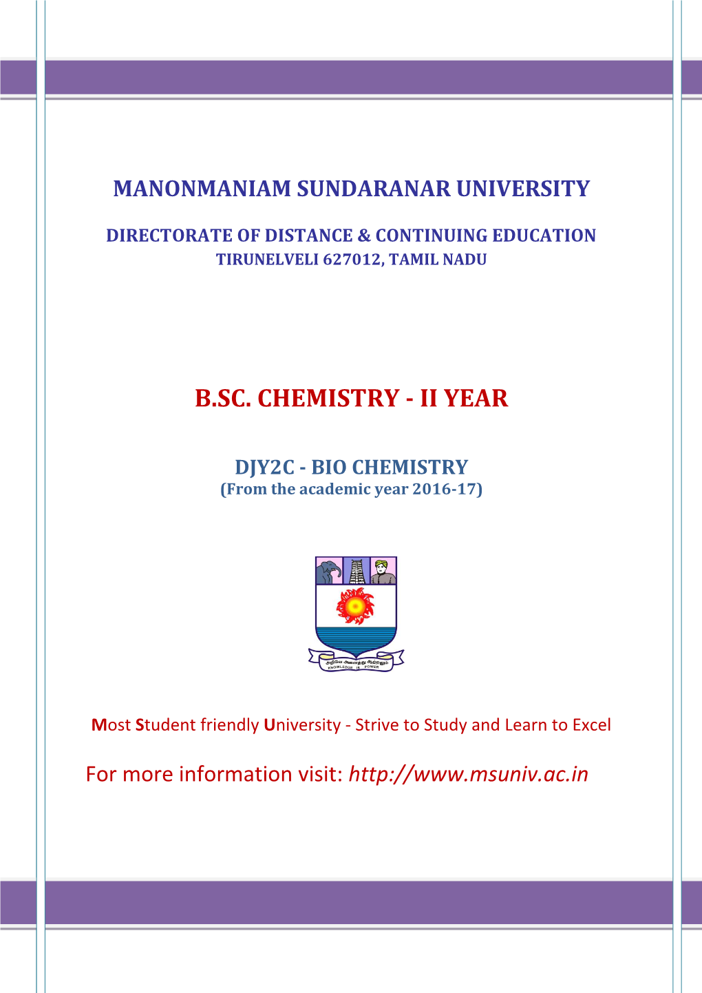 B.Sc. Chemistry - Ii Year
