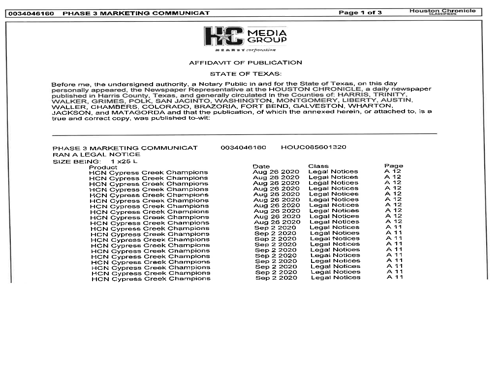 PROOF of PUBLICATION Diego in Accordance with the Solicitation Documentation Available At