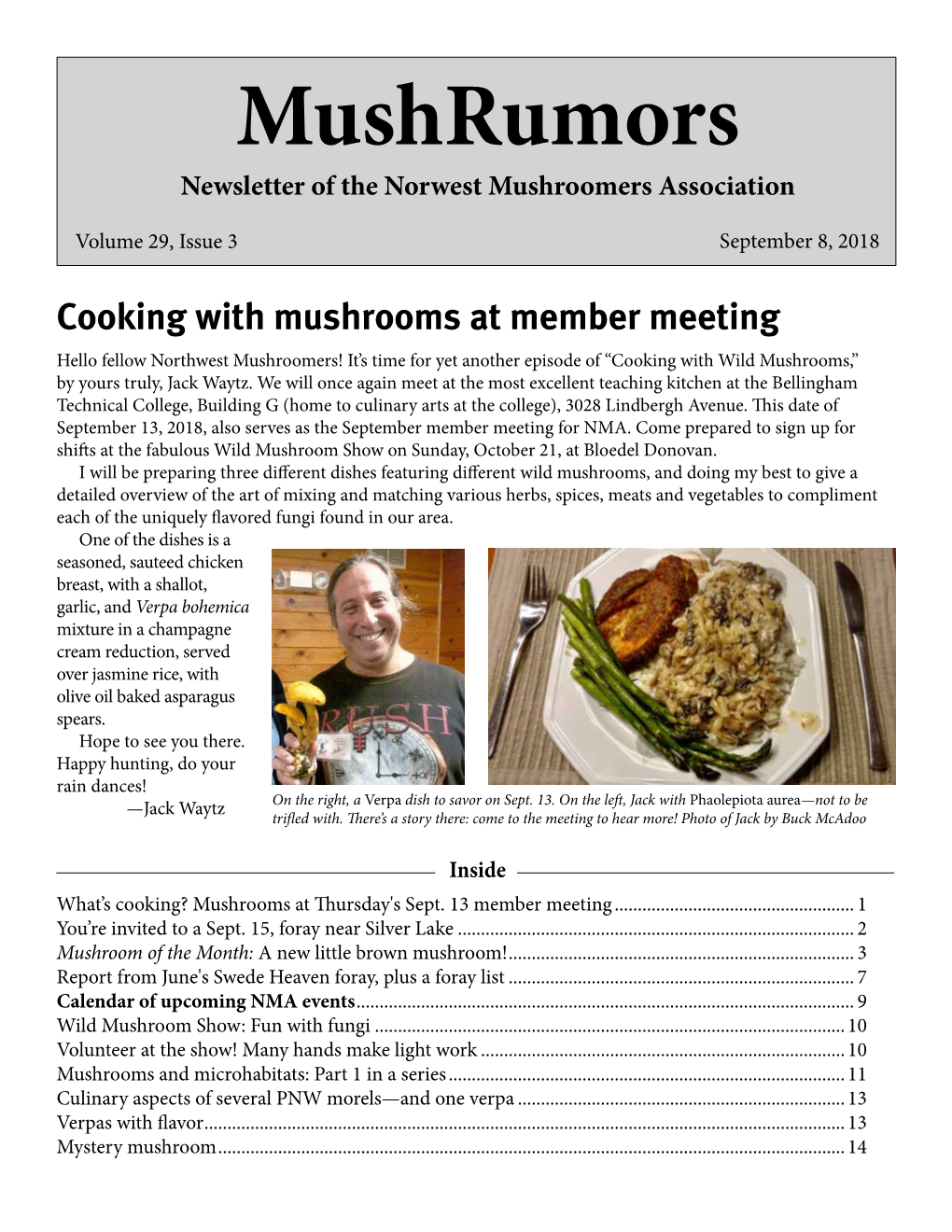 Mushrumors Newsletter of the Norwest Mushroomers Association