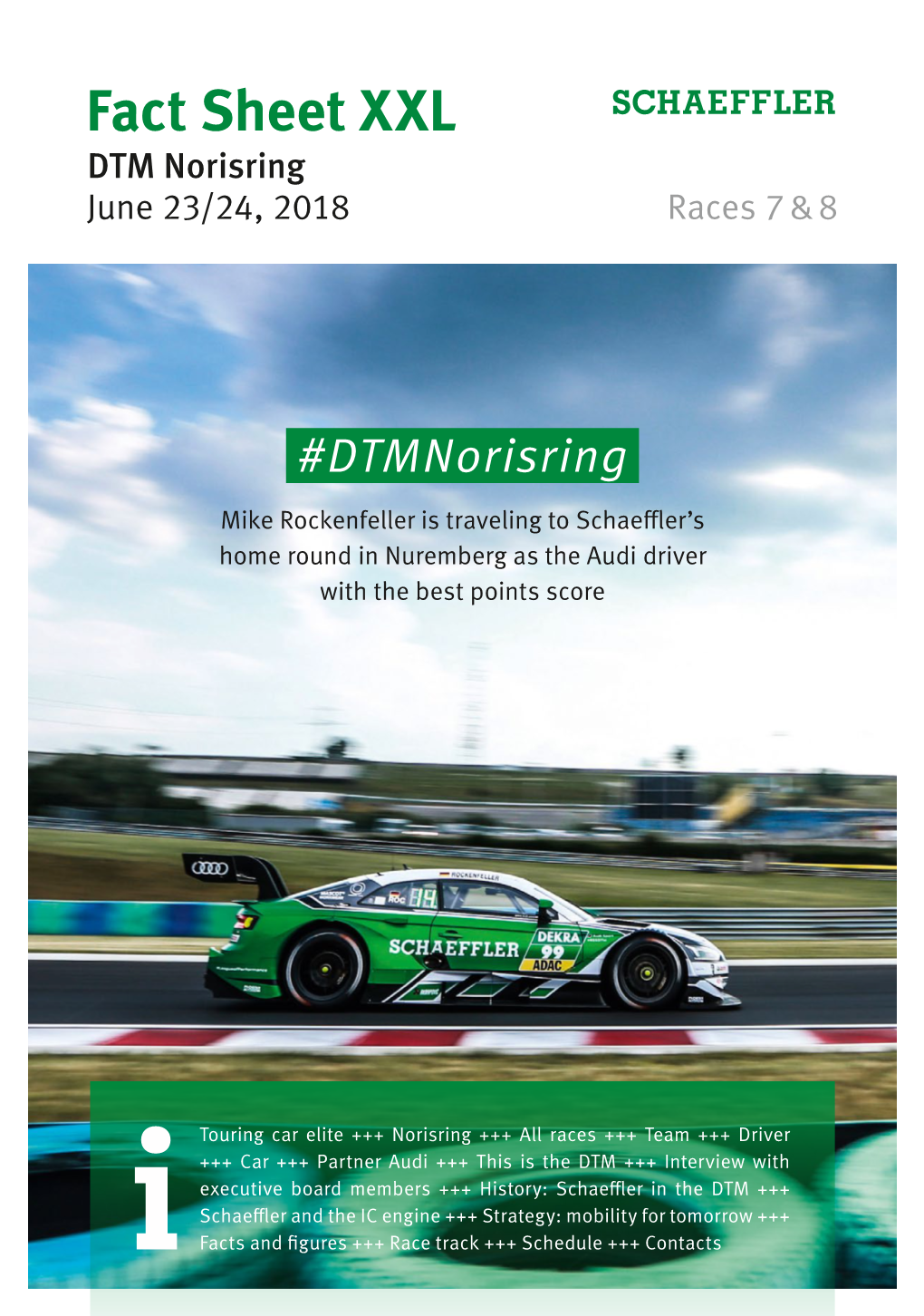 Fact Sheet XXL DTM Norisring June 23/24, 2018 Races 7 & 8