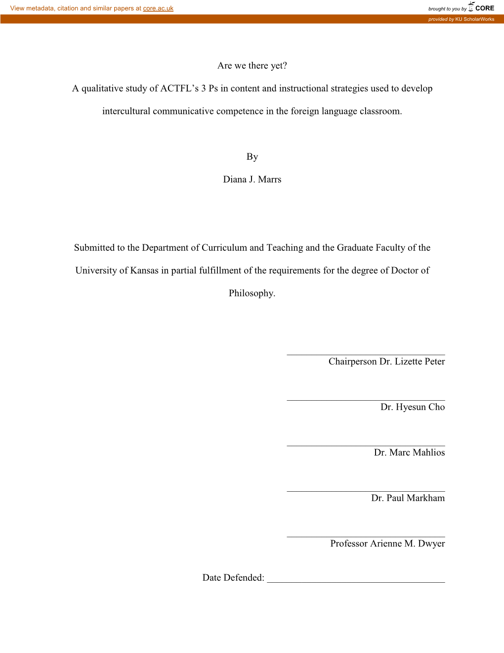 A Qualitative Study of ACTFL's 3 Ps in Content and Instructional