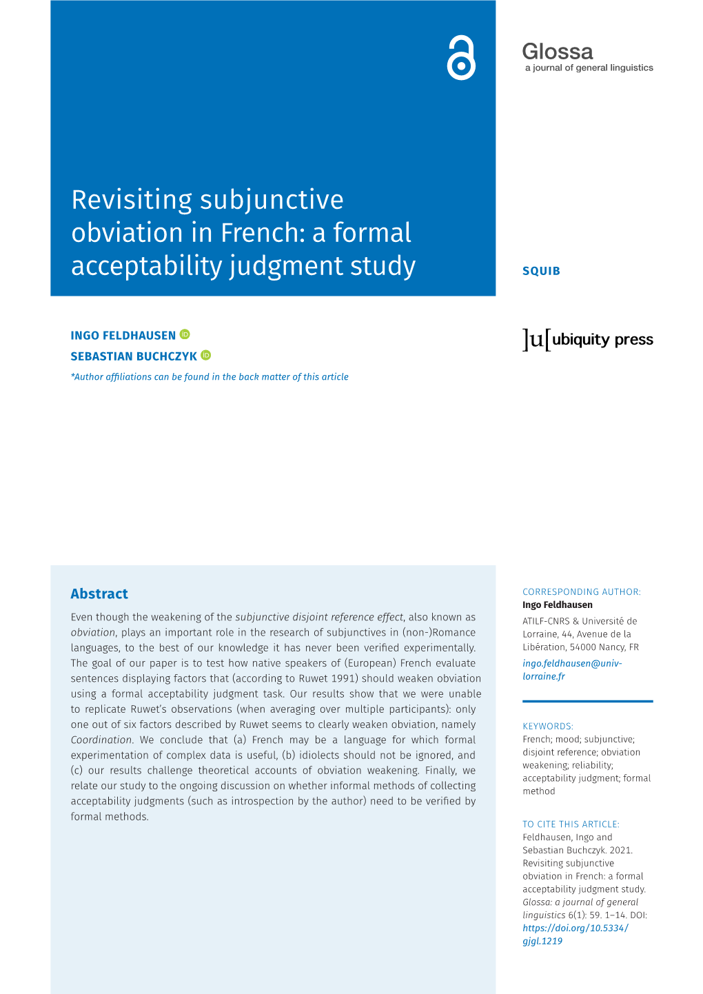 Revisiting Subjunctive Obviation in French: a Formal Acceptability Judgment Study SQUIB