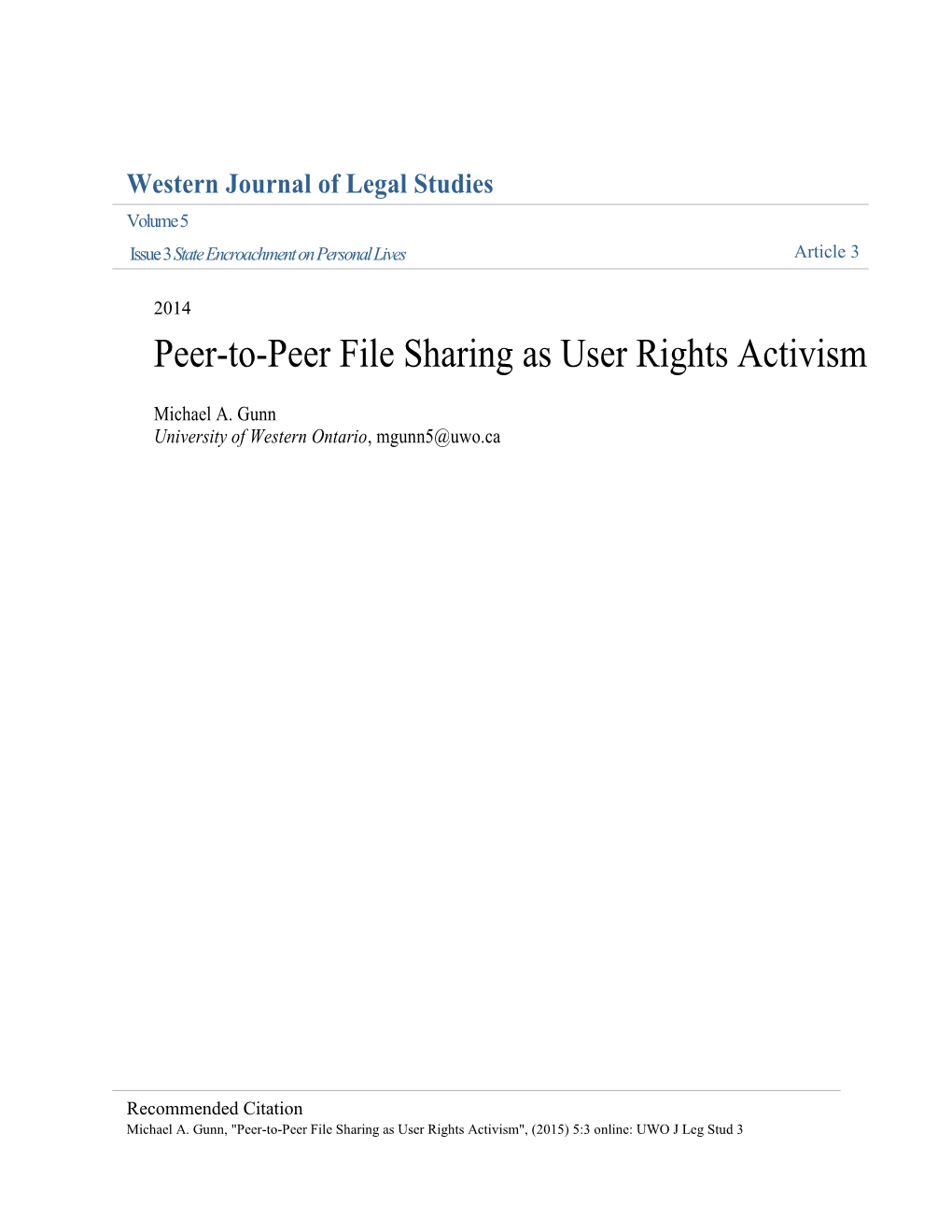 Peer-To-Peer File Sharing As User Rights Activism