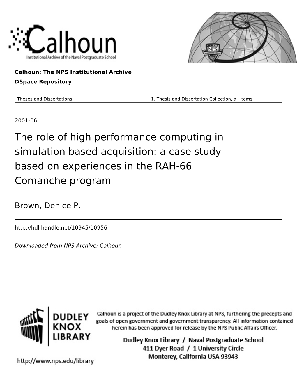 The Role of High Performance Computing in Simulation Based Acquisition: a Case Study Based on Experiences in the RAH-66 Comanche Program