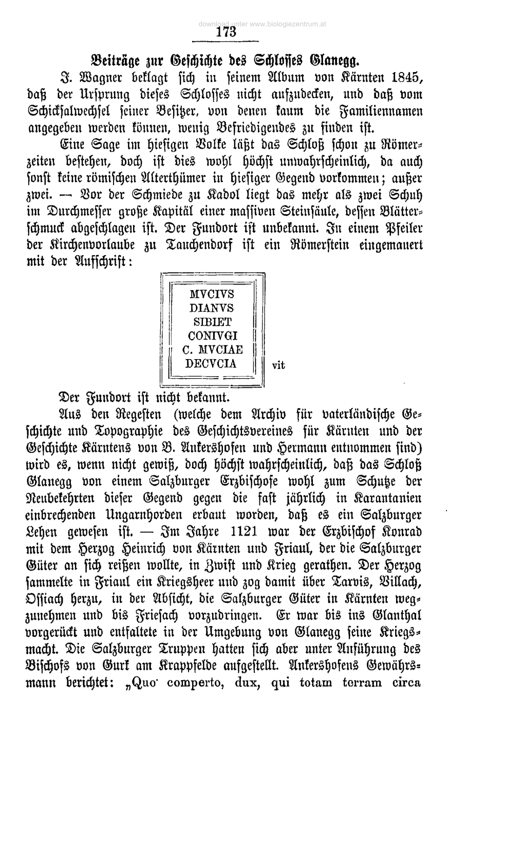 173 Beiträge Zur Geschichte Des Schlosses Glanegg. I. Wagner