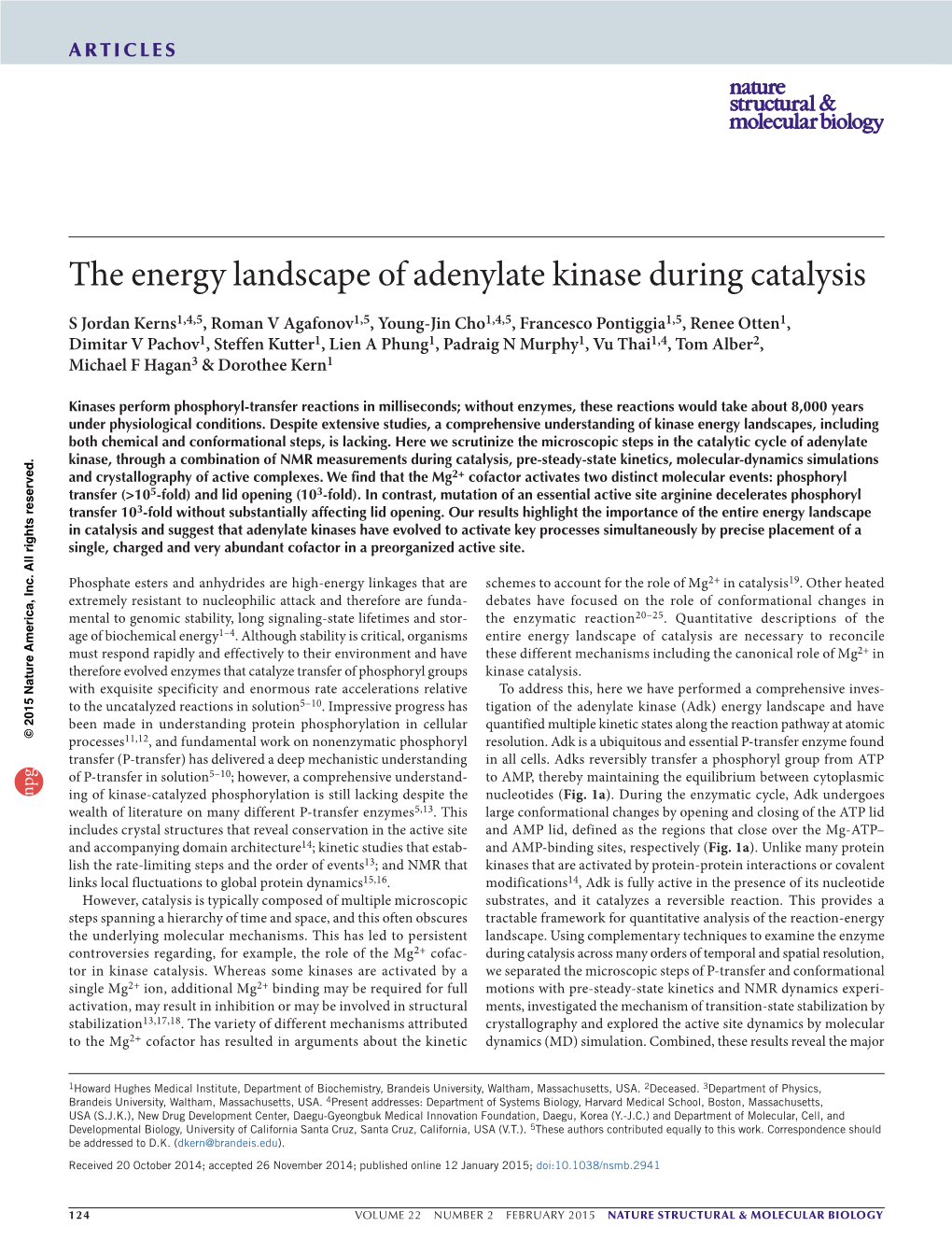 The Energy Landscape of Adenylate Kinase During Catalysis