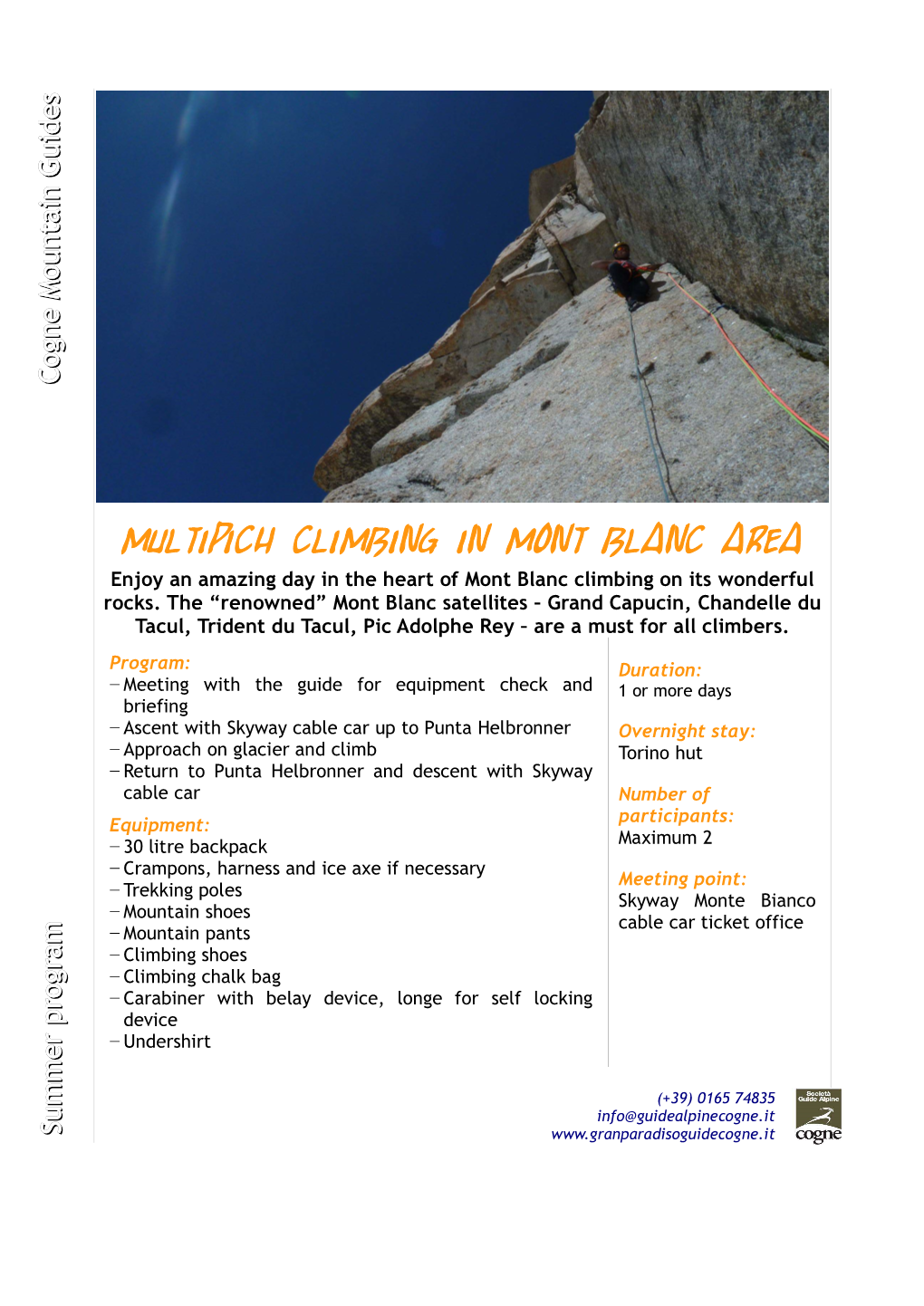 Multipitch Climbing in Mont Blanc Area