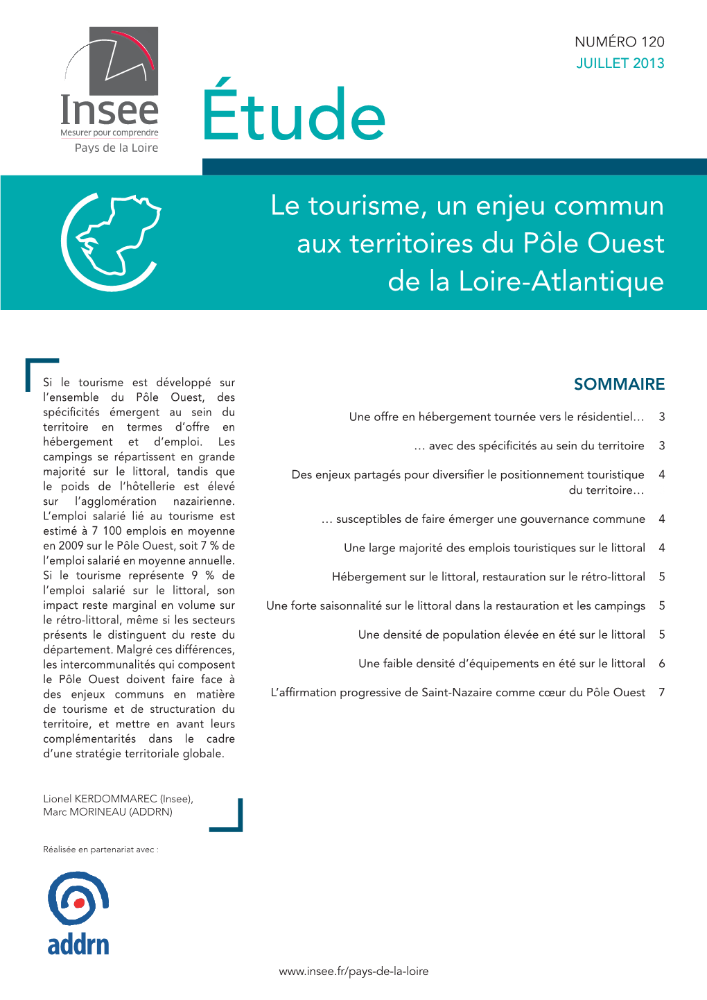 Le Tourisme, Un Enjeu Commun Aux Territoires Du Pôle Ouest De La Loire-Atlantique