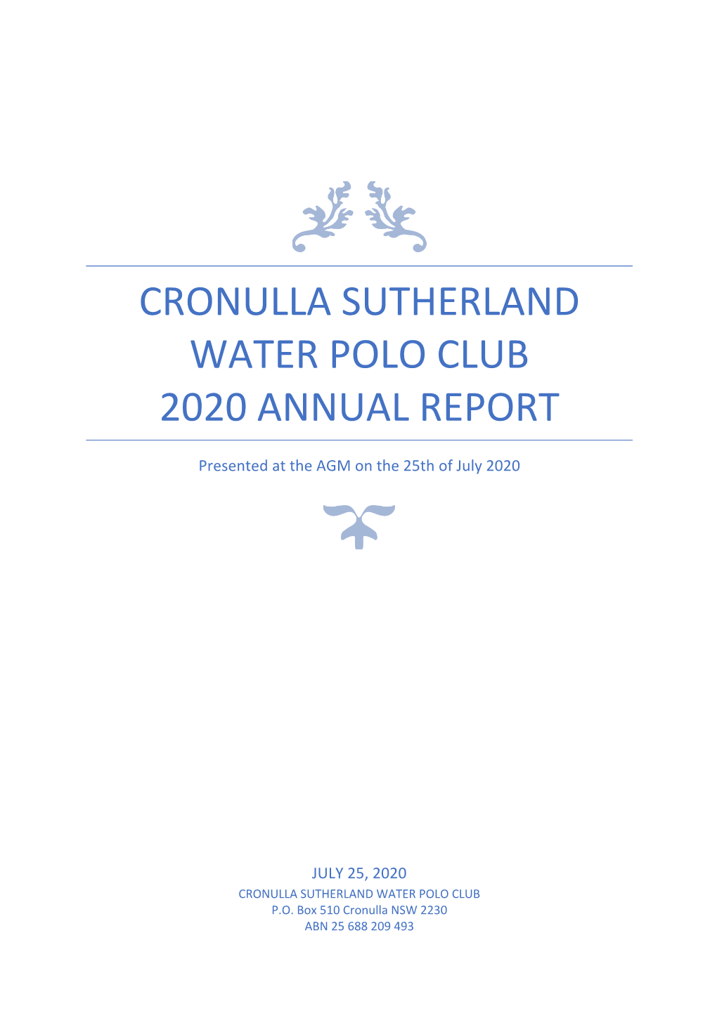 Cronulla Sutherland Water Polo Club 2020 Annual Report