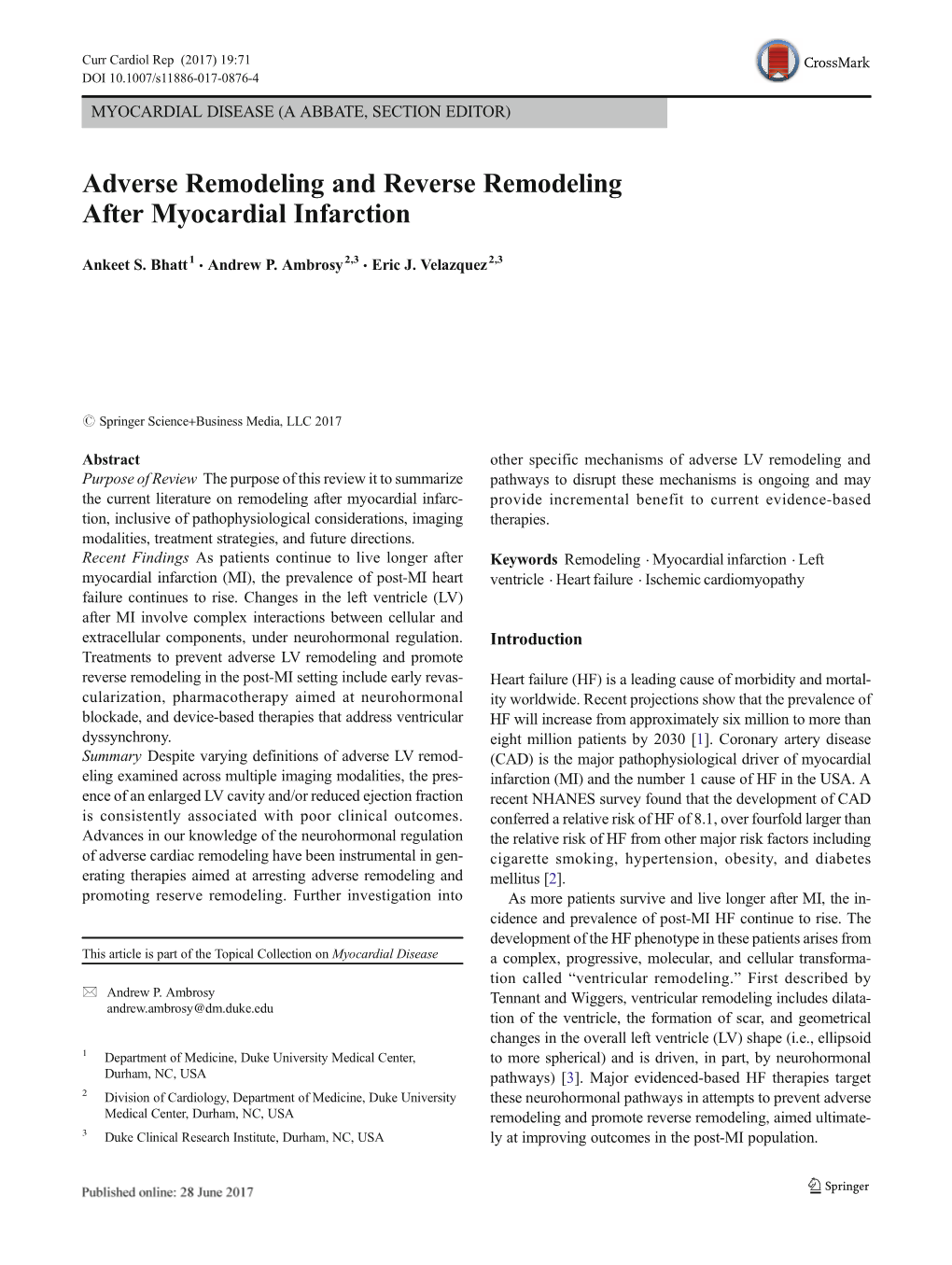 Adverse Remodeling and Reverse Remodeling After Myocardial Infarction