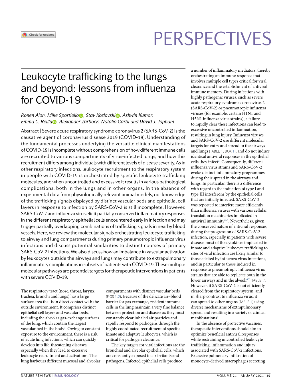 Leukocyte Trafficking to the Lungs and Beyond: Lessons from Influenza For