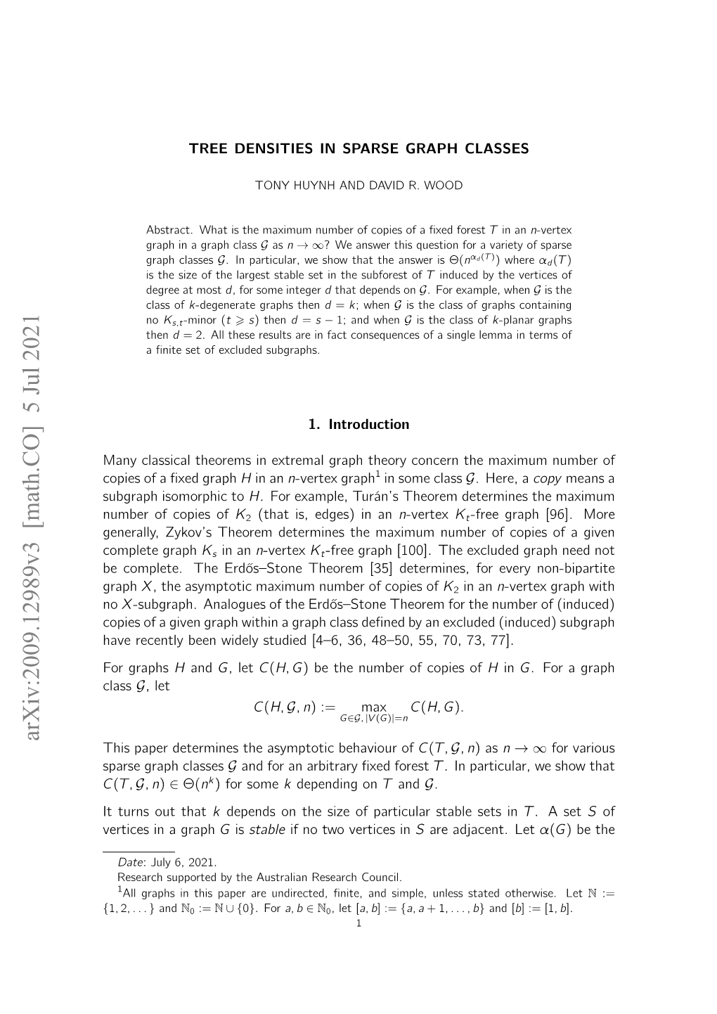 Arxiv:2009.12989V3 [Math.CO] 5 Jul 2021