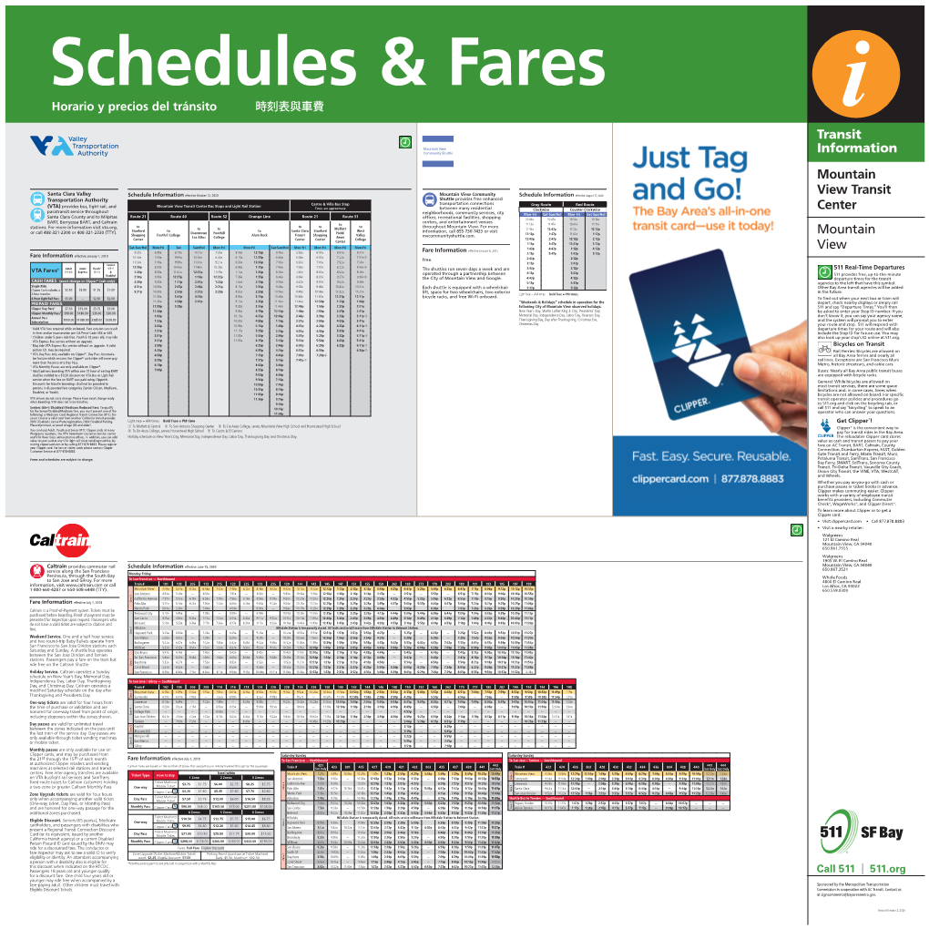 MV Mountain Schedule Information Effective January 6, 2015