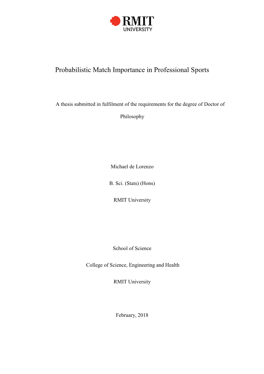 Probabilistic Match Importance in Professional Sports