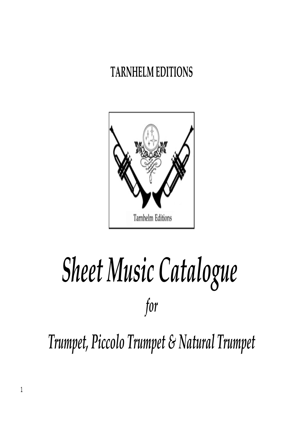 Sheet Music Catalogue for Trumpet, Piccolo Trumpet & Natural Trumpet