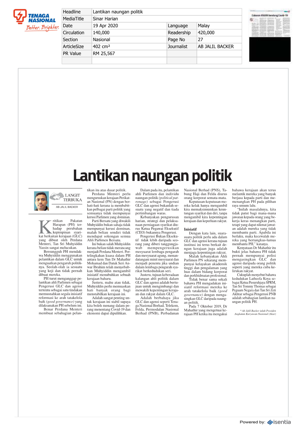 Lantikan Naungan Politik