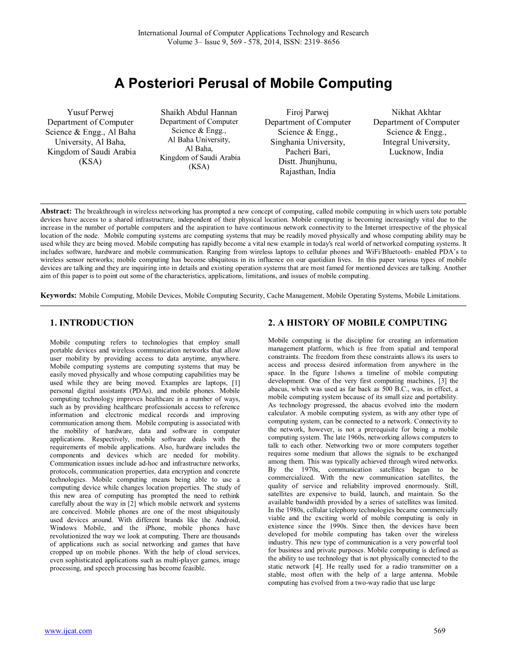 A Posteriori Perusal of Mobile Computing