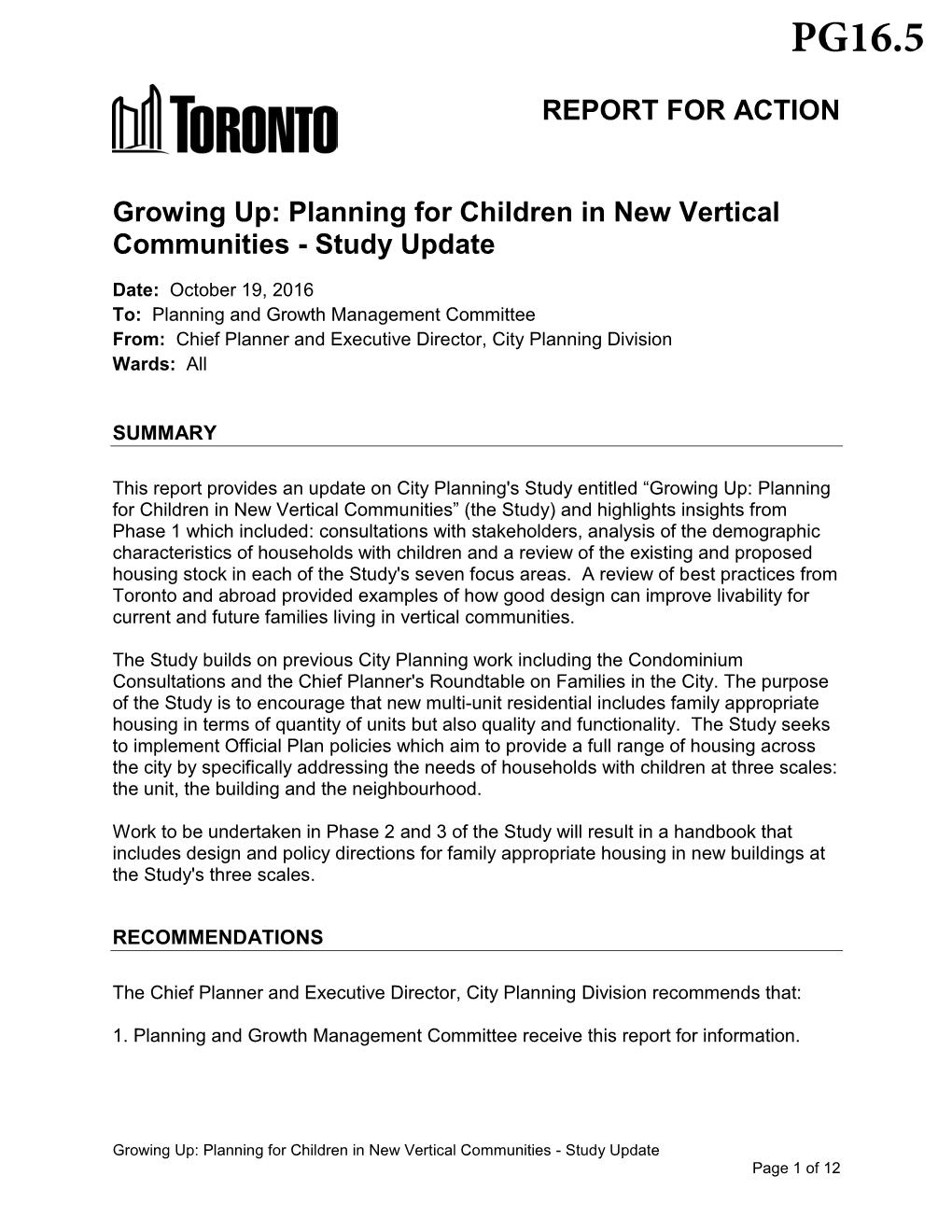 Planning for Children in New Vertical Communities - Study Update